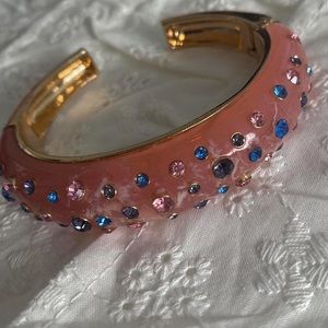 betsey johnson rhinestone pink marbled bangle